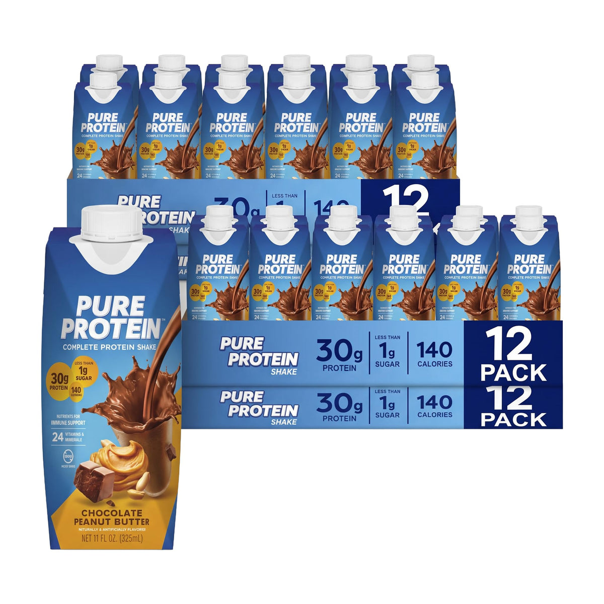 Pure Protein Vanilla Protein Shake, 30g Complete Protein, 12 Ct