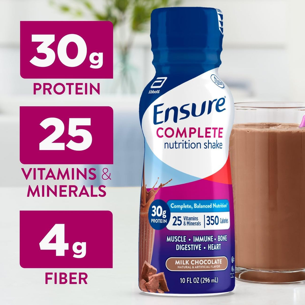 Ensure COMPLETE Chocolate Nutrition Shake, Balanced Meal Replacement, 24pk