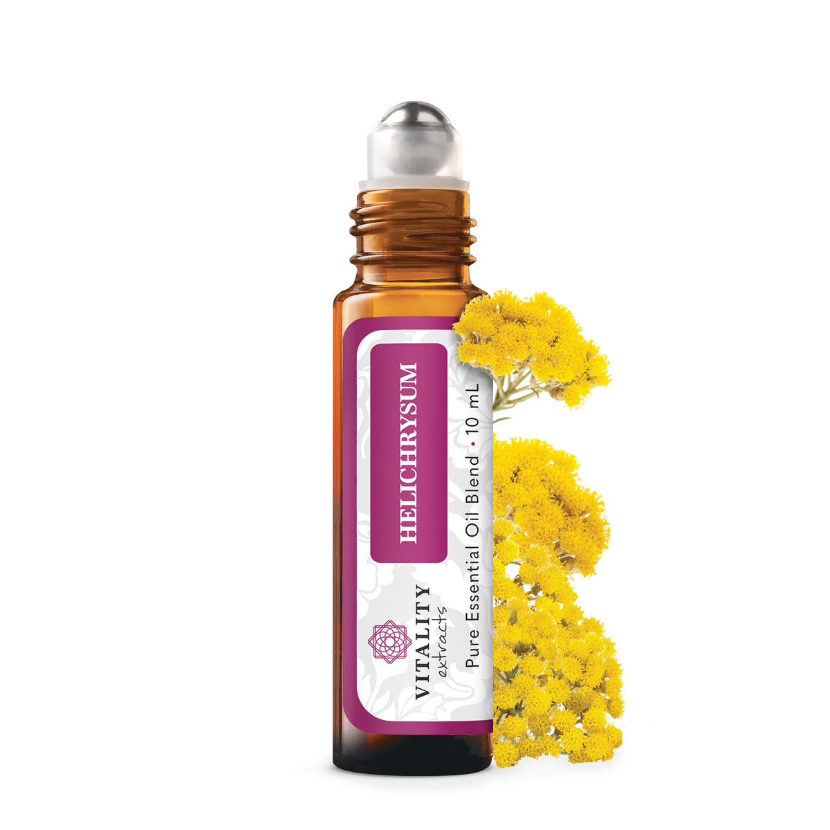 Vitality Extracts Helichrysum Essential Oil - 10ml Roll-On, Helichrysum Gymnocephalum, Coconut Oil, Skin Care, Happy, Stress Relief, Aches Relief (Pack of 2)