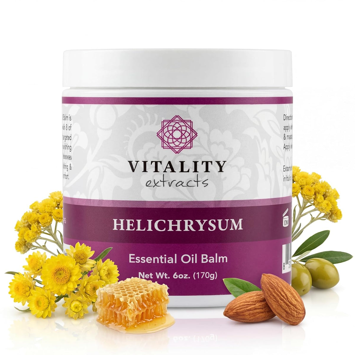 Vitality Extracts Helichrysum Balm - 6oz, Helichrysum Gymnocephalum, Beeswax, Almond Oil, Ultra-Moisturizing, Skin Healing, Full Body Hydration