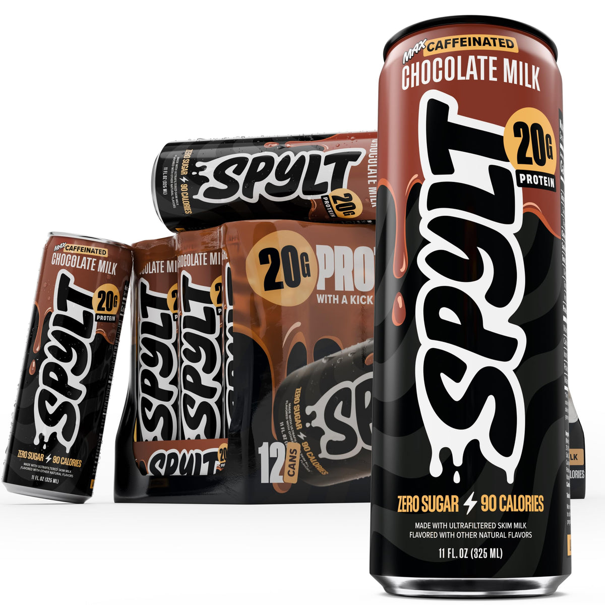 Spylt Vanilla Protein Milk Shakes, 20g Protein, 60mg Caffeine, 12 Pack