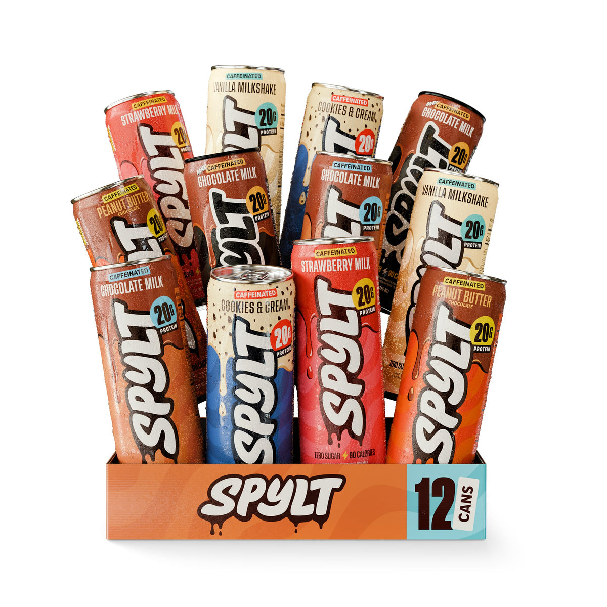 Spylt Vanilla Protein Milk Shakes, 20g Protein, 60mg Caffeine, 12 Pack