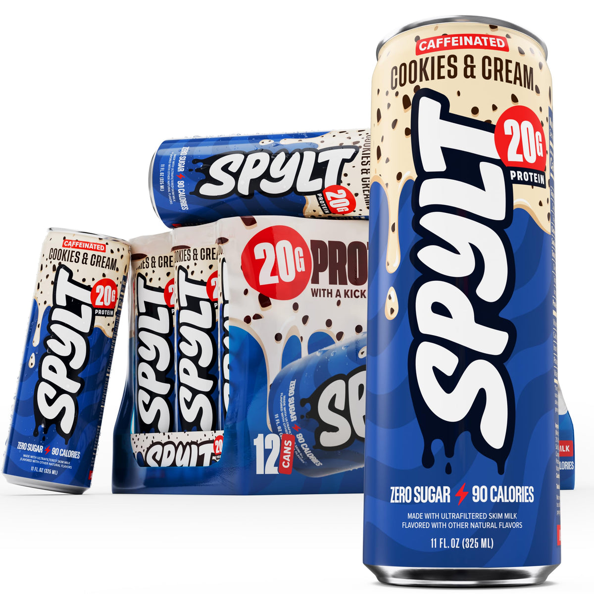 Spylt Vanilla Protein Milk Shakes, 20g Protein, 60mg Caffeine, 12 Pack