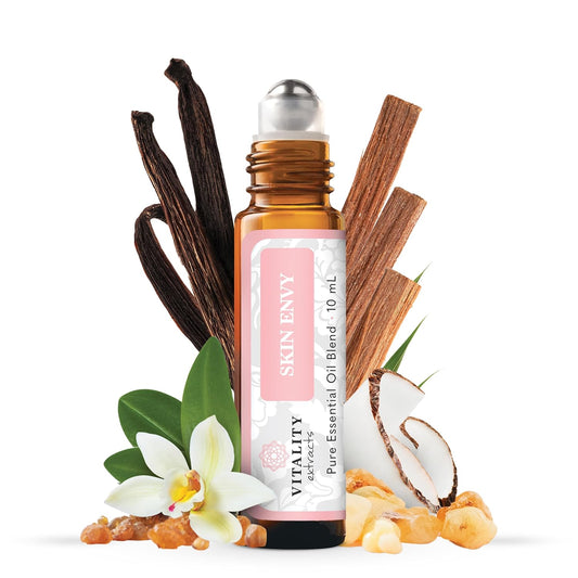 Vitality Extracts Skin Envy - Face Moisturizer Serum, Coconut Oil, Collagen, Vitamin E, Vegan, Frankincense Essential Care, Sandalwood Soothing, Clarifying, Skin Health